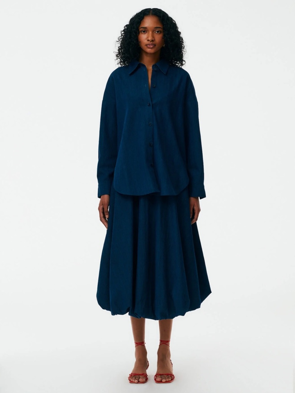 Tibi Summer Denim Relaxed Shirt Indigo Small